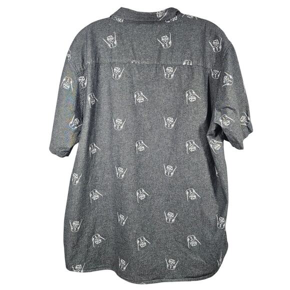 Star Wars Gray Darth Vader Print Button-Down Collar Short Sleeve Shirt XXL - Picture 4 of 13
